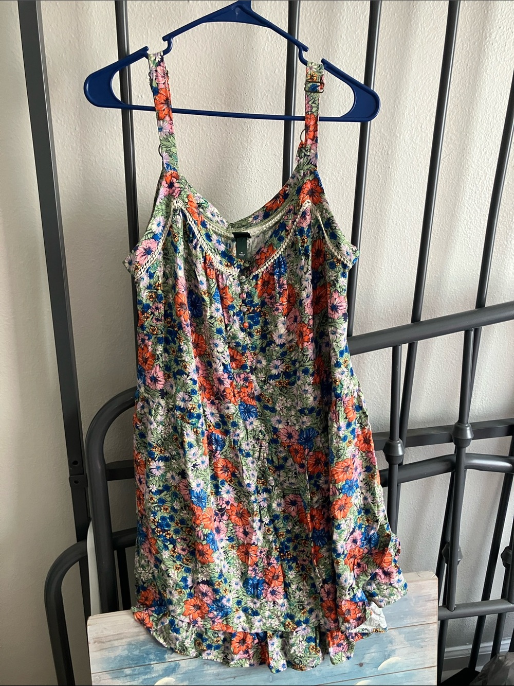 wild fable Floral Spaghetti-Strap Mini Dress in Orange, Blue, Pink & Green